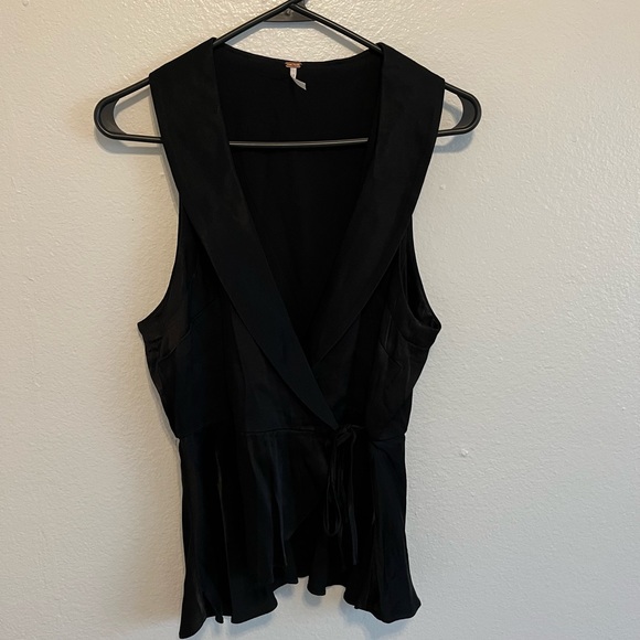 Free People Satin Wrap Blouse - Picture 2 of 6
